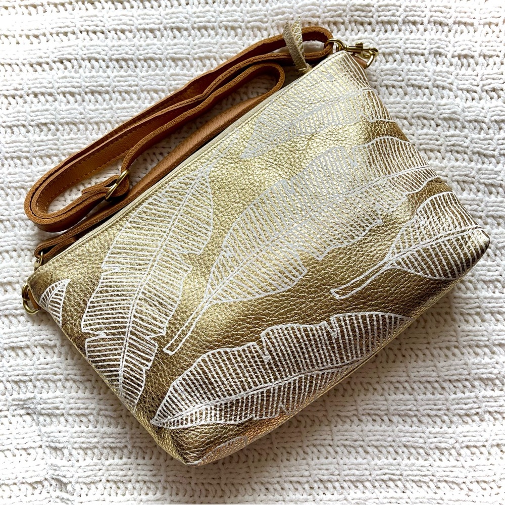 Jana Lam Gold Leather Crossbody Bag